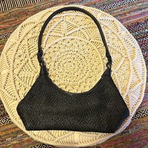 Fossil Black Woven Shoulder Hobo Purse